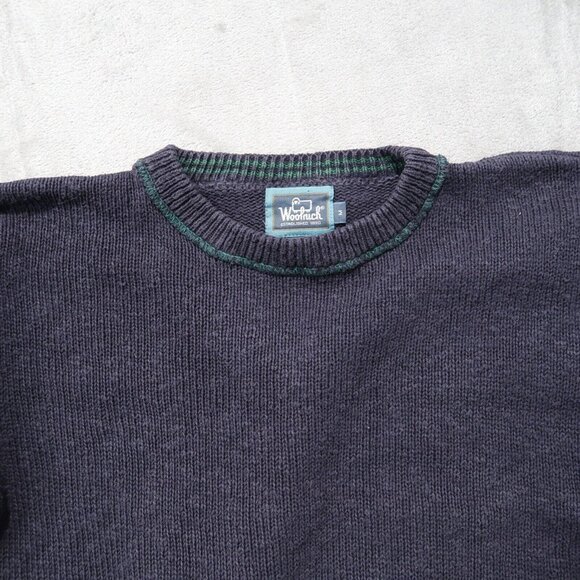 Vintage Woolrich Sweater Men M Blue Knit Crew Neck Pullover Cardigan 90s Grandpa - Picture 3 of 10